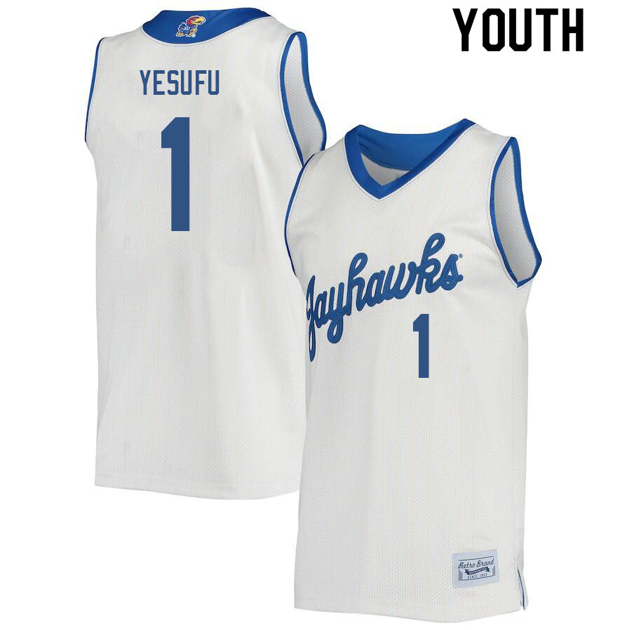 Youth #1 Joseph Yesufu Kansas Jayhawks College Basketball Jerseys Sale-Retro